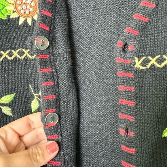 Holiday Editions VINTAGE Fall embroidered applique bedazzle sweater vest SMALL - Picture 2 of 6
